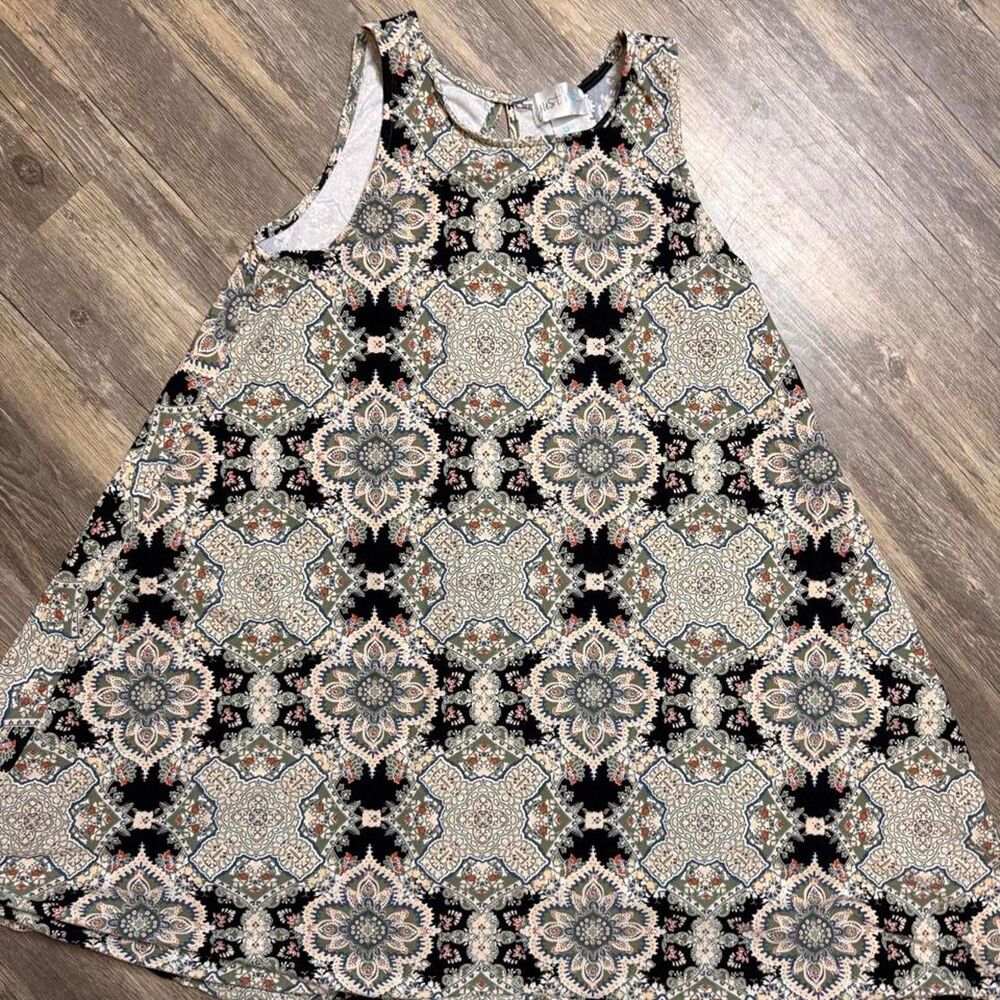 Just Be Small Boho Medallion Print Swing Dress Indie Festival Small